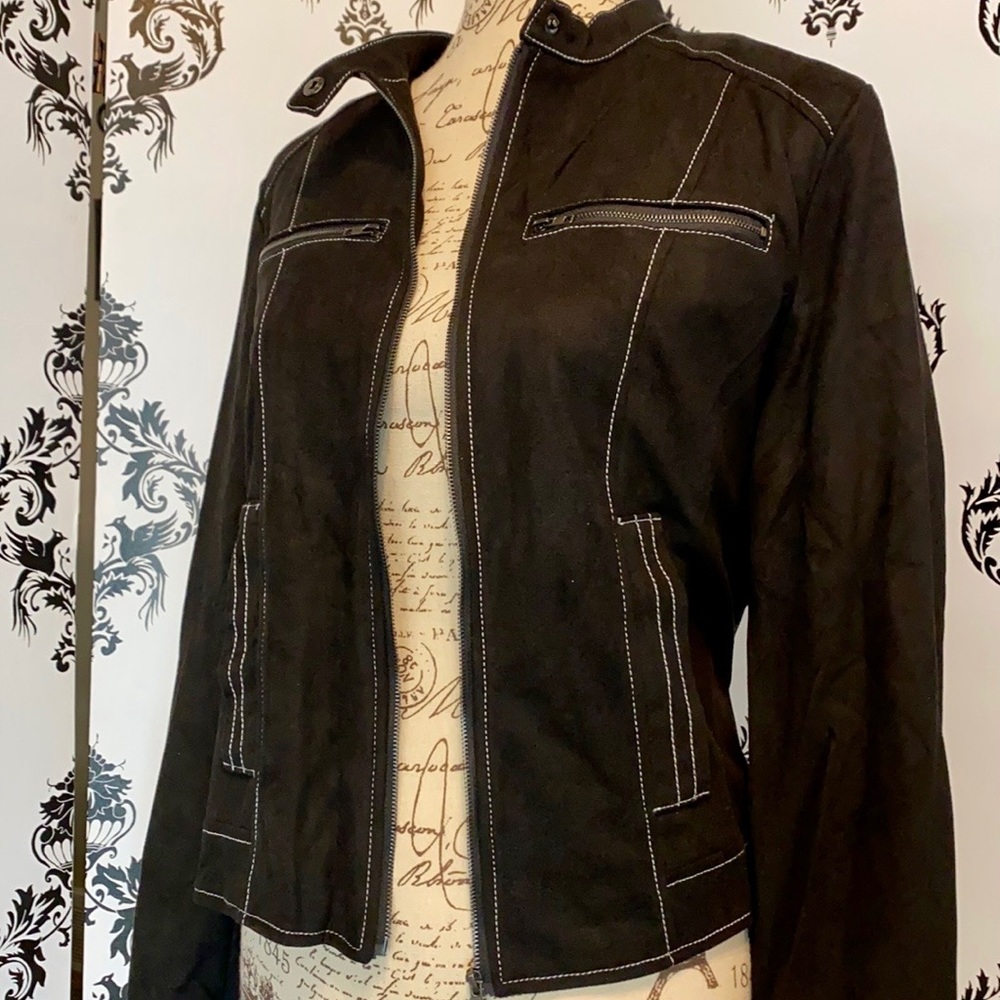 ๐ NWT! Faux Suede Bling Leopard Skull Jacket! - Picture 4 of 11